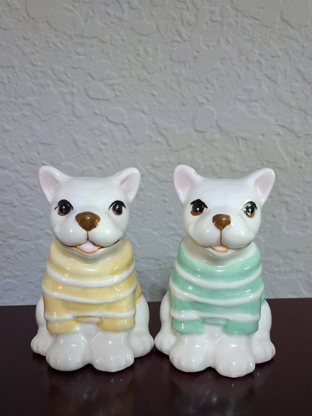 Mainstay Crackled Ceramic Bull Terrier Dog Salt & Pepper Shaker Set